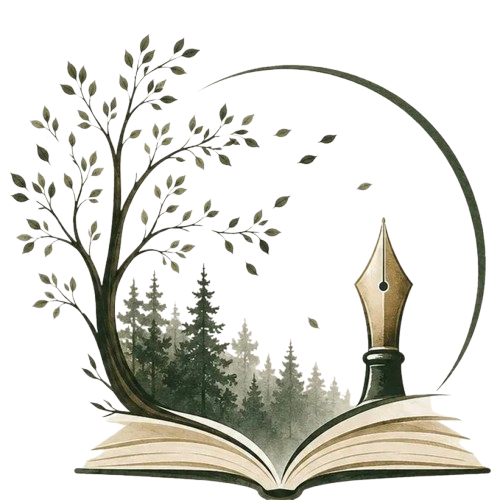 Marzieh Ahmadi’s emblem: a tree, an open book and a pen nib